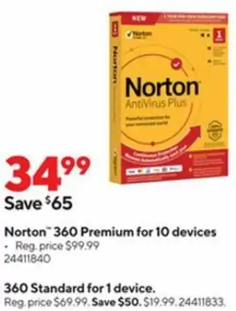 Staples Norton 360 Premium for 10 Devices 24411840 offer