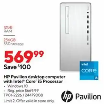 Staples HP Pavilion Desktop Computer With Intel Core i5 Processor TP01-2226 offer