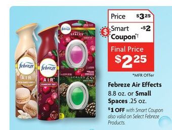 Family Dollar Febreze air effects 8.8 oz. or small spaces. 25 oz. offer