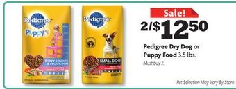 Family Dollar Pedigree dry dog or puppy food offer
