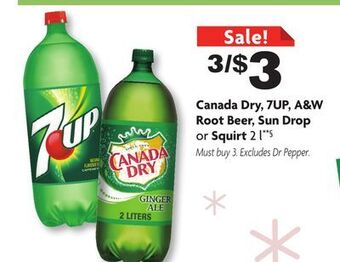 Family Dollar Canada dry, 7up, a & w root beer, sun drop or squirt offer