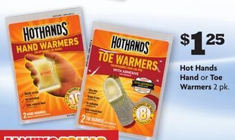 Family Dollar Hot hands hand or toe warmers offer