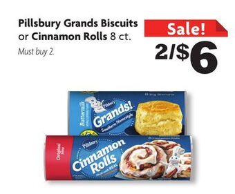 Family Dollar Pillsbury grands biscuits or cinnamon rolls offer