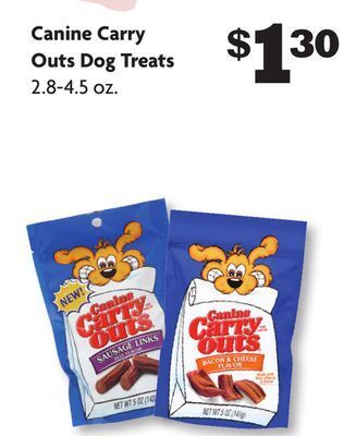 Family Dollar Canine carry outs dog treats offer