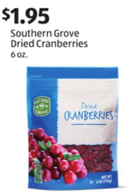 Aldi Southern grove dried cranberries offer