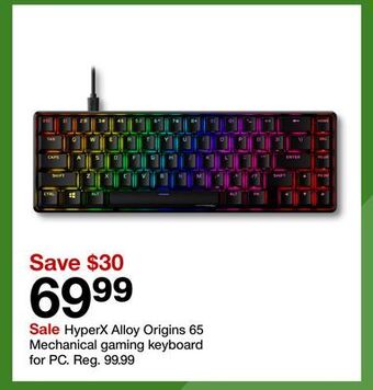 Target Hyperx alloy origins 65 mechanical gaming keyboard for pc. offer