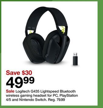 Target Logitech g435 lightspeed bluetooth wireless gaming headset for pc, playstation 4/5 and nintendo switch offer