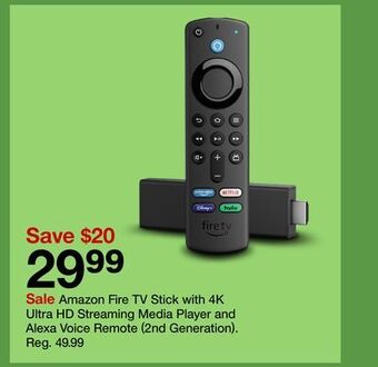 Target Amazon fire tv stick with 4k ultra hd streaming media player and alexa voice remote (2nd generation) offer