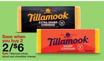 Target Tillamook block, sliced and shredded cheese. offer