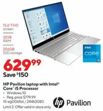 Staples HP Pavilion Laptop With Intel Core i5 Processor 15-eg0065st offer