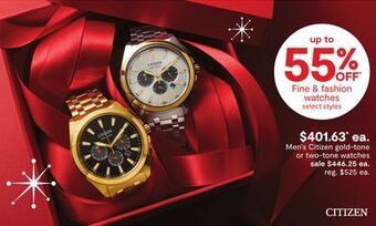 JC Penney Men's citizen gold-tone or two-tone watches offer