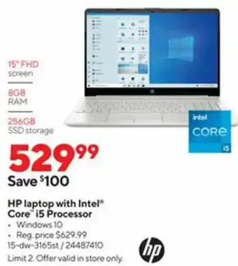 Staples HP Laptop With Intel Core i5 Processor 15-DW3165st offer