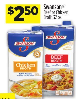 Dollar General Swanson® beef or chicken broth offer