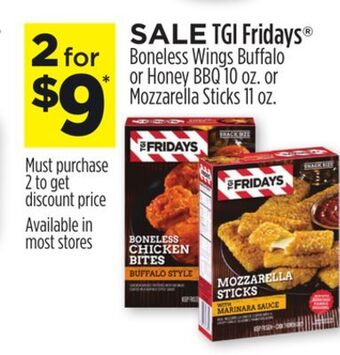 Dollar General Tgi fridays® boneless wings buffalo or honey bbq or mozzarella sticks offer