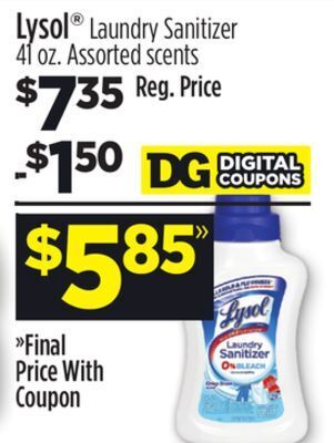 Dollar General Lysol® laundry sanitizer offer