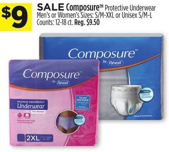 Dollar General Composure™ protective underwear offer