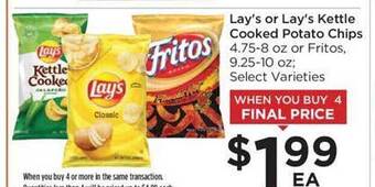 Food 4 Less Lay's or lay's kettle cooked potato chips offer