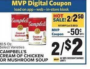 Food Lion Campbell's cream of chicken or mushroom soup offer