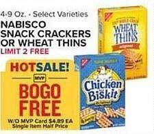 Food Lion Nabisco snack crackers or wheat thins offer