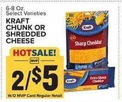 Food Lion Kraft chunk or shredded cheese offer