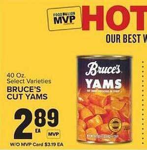 Food Lion Bruce's cut yams offer