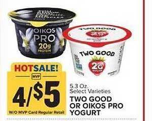Food Lion Two good or oikos pro yogurt offer