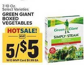 Food Lion Green giant boxed vegetables offer