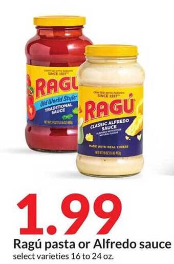 Hy-Vee Ragú pasta or alfredo sauce offer