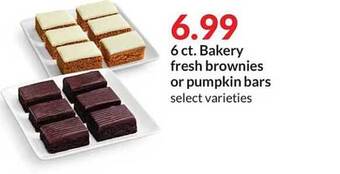 Hy-Vee 6 ct. bakery fresh brownies or pumpkin bars offer