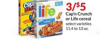 Hy-Vee Cap'n crunch or life cereal offer
