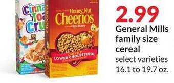 Hy-Vee General mills family size cereal offer