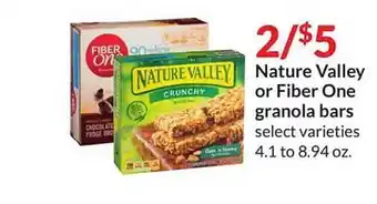 Hy-Vee Nature valley or fiber one granola bars offer
