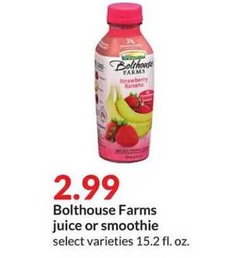 Hy-Vee Bolthouse farms juice or smoothie offer