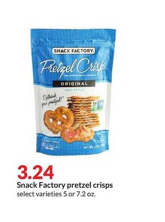 Hy-Vee Snack factory pretzel crisps offer