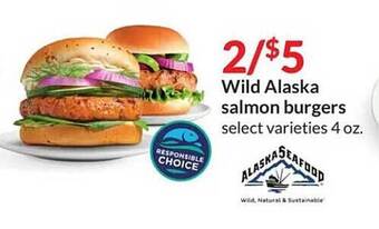 Hy-Vee Wild alaska salmon burgers offer
