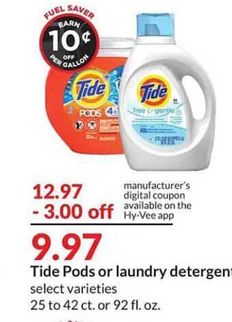 Hy-Vee Tide pods or laundry detergent offer