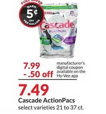 Hy-Vee Cascade actionpacs offer