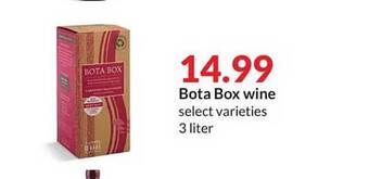 Hy-Vee Bota box wine offer