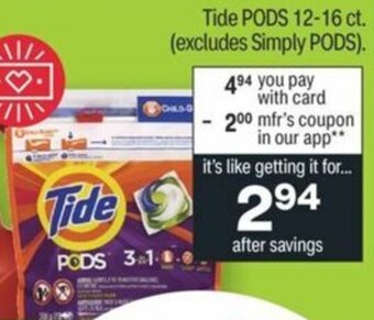 CVS Tide Pods 12-16 ct. offer