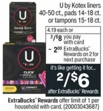 U By Kotex Liners 40-50ct.