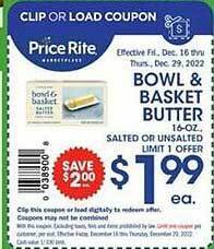 Price Rite Bowl & basket butter offer