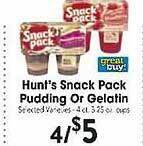 Festival Foods Hunt's snack pack pudding or gelatin offer
