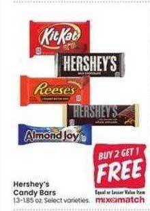 Jewel-Osco Hershey's candy bars offer