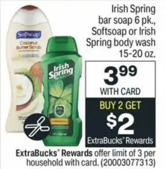 CVS Irish Spring Bar Soap 15-20 oz offer
