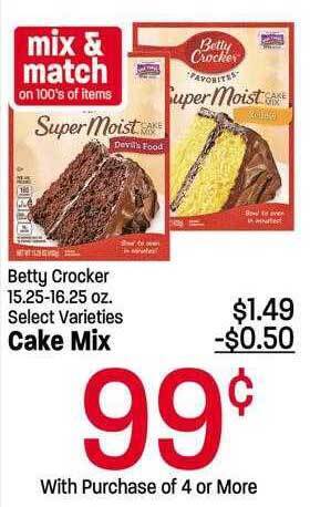Maceys Betty crocker cake mix offer