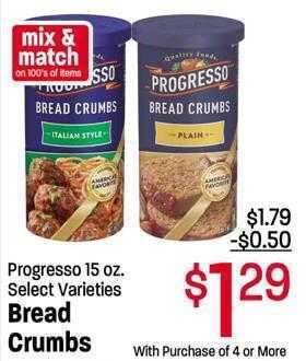 Maceys Progresso bread crumbs offer