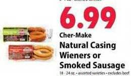 Festival Foods Cher-make natural casing wieners or smoked sausage offer