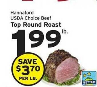 Hannaford Hannaford usda choice beef top round roast offer