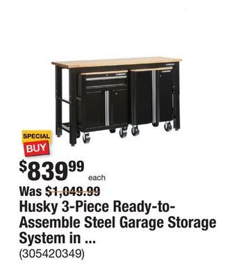 The Home Depot Husky 3-piece ready-to-assemble steel garage storage system in black (72 in. w x 42 in. h x 24 in. d ) offer