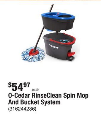 The Home Depot O-cedar rinseclean spin mop and bucket system offer